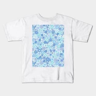 RETRO BLUE FLORALS GROOVY 60S PATTERN DITSY DAISY SCANDINAVIAN AESTHETIC TURQUOISE PASTEL BLUE Kids T-Shirt